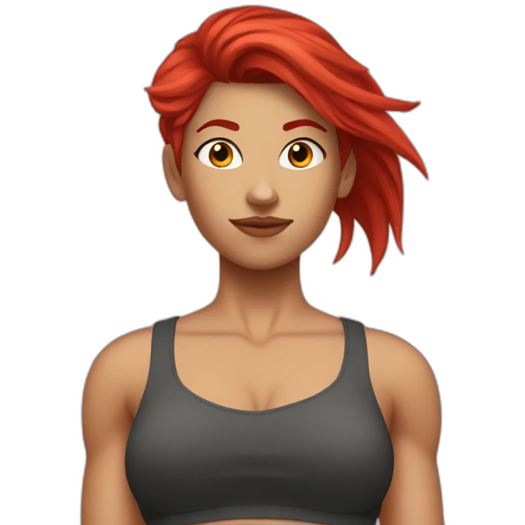 white fit girl with abs biceps and red undercut hair emoji