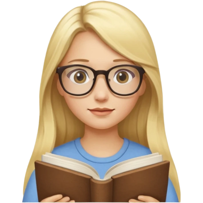 long hair blonde girl with glasses reading emoji