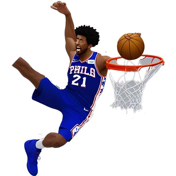 Joel embiid on the sixers dunked on by Josh hart emoji