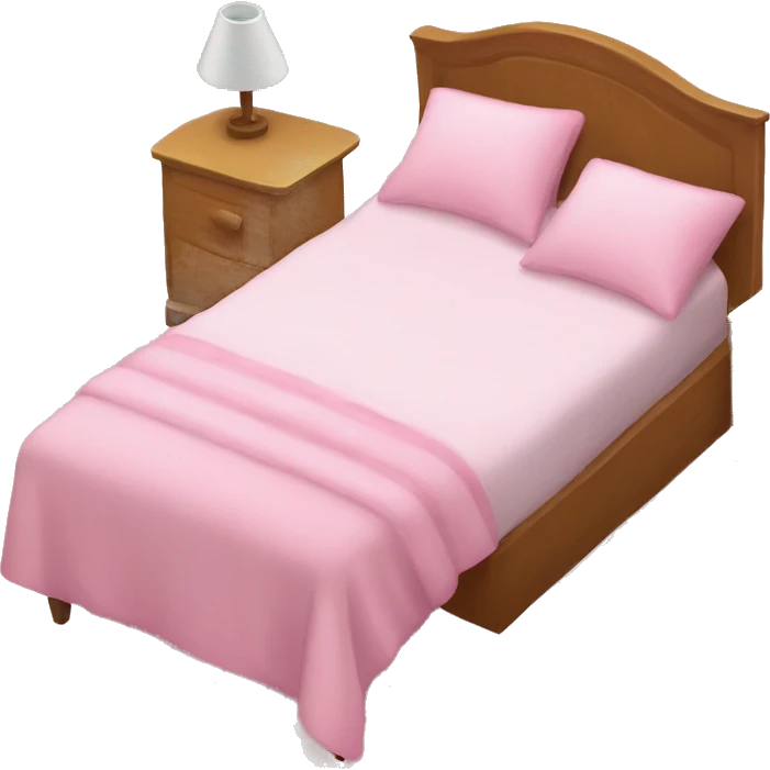 Bed with pink pillows and blankets emoji