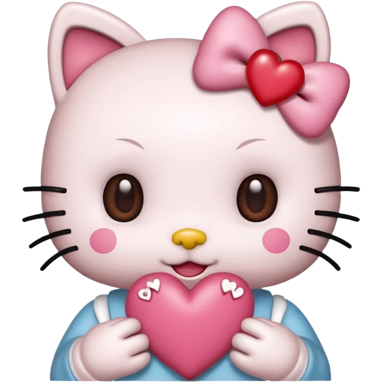 Połącz mi zwykłe hello kitty na białym tle, ale żeby ono wyglądało jak ta emotka: 🥰 emoji
