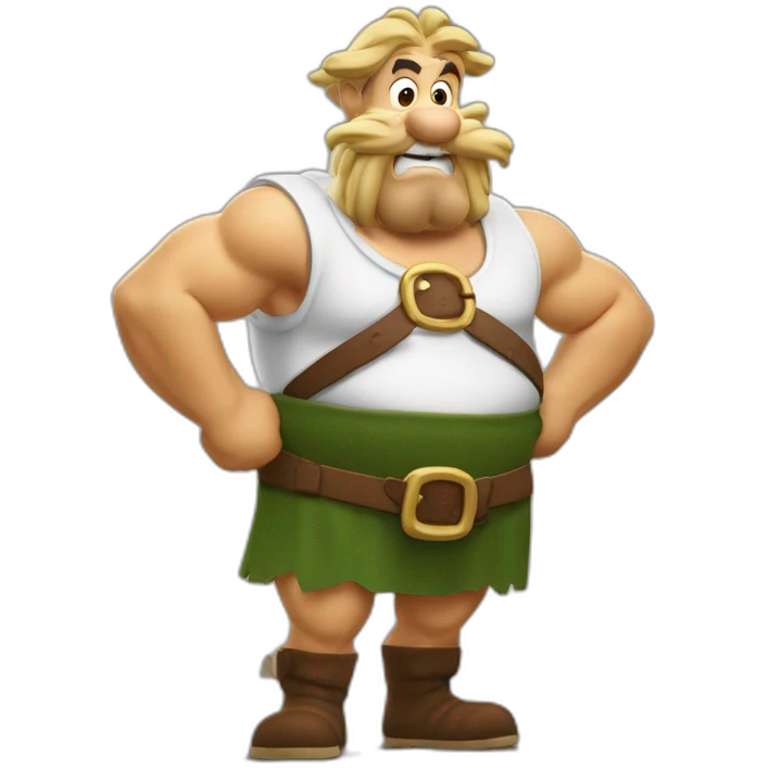 Astérix le Gaulois qui mange une cuisse de sanglier emoji