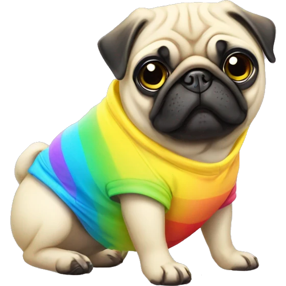 Rainbow pug wearing banana pajamas emoji