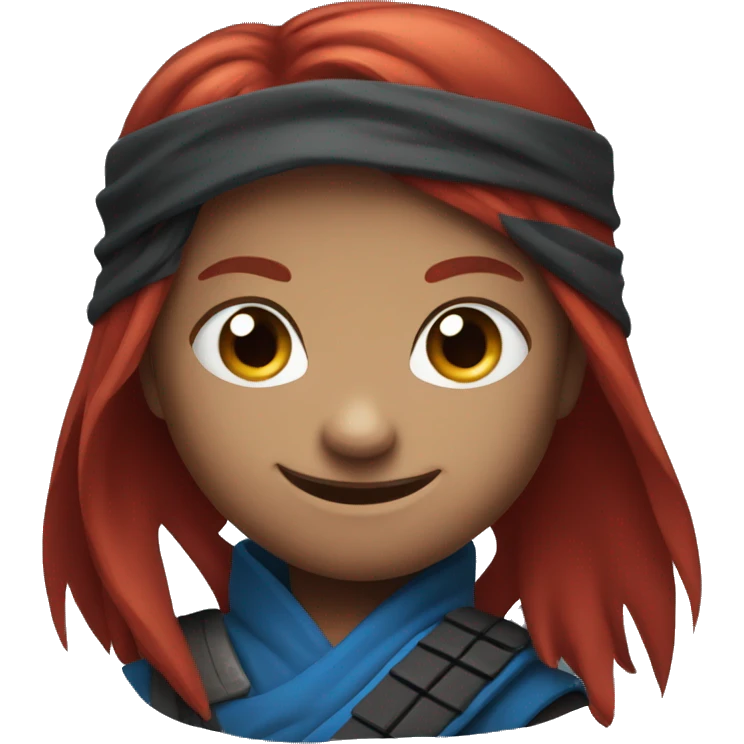 smiling ninja with red hair with blue eyes emoji