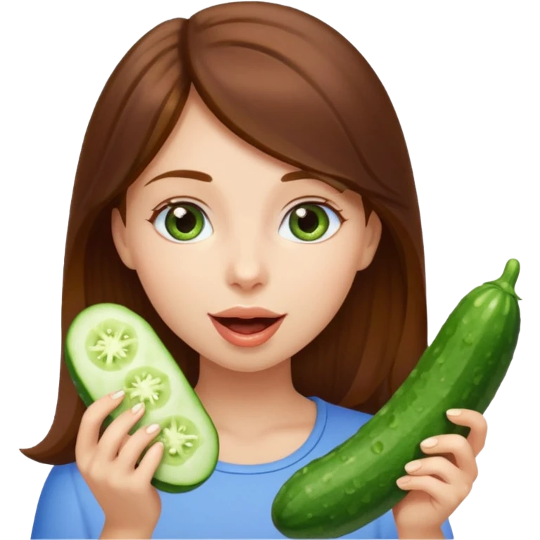 I want a brown hair, blue eyes girl. Holding and licking cucumbers emoji