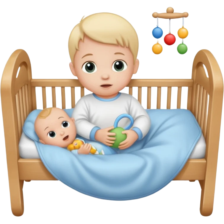 baby in bid with rattle







 emoji