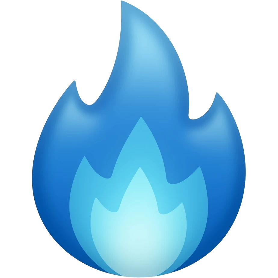 Blue fire emoji and lighter blue emoji