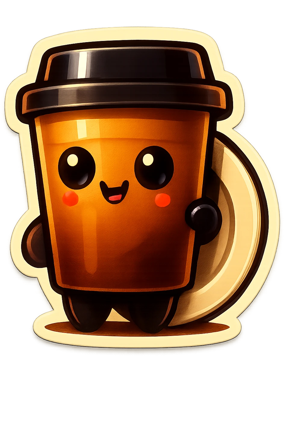 Tall coffee cup, dramatic, hiding, behind plate emoji