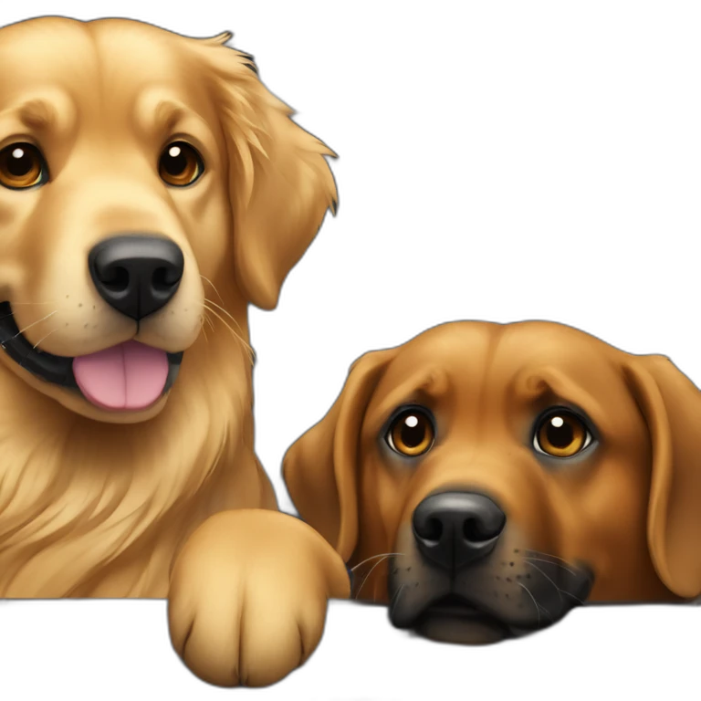 Golden retriever and rottweiller in a dark cabriolet emoji