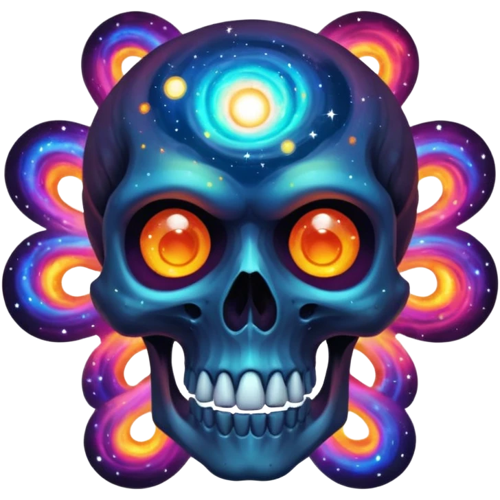 Cosmic space skull with glowing hollow eyeholes emoji