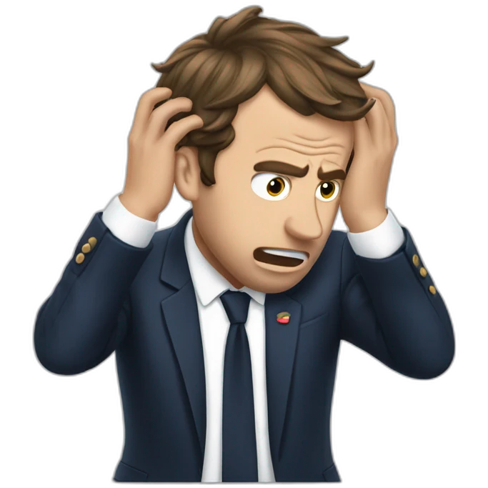 macron frustrated pulling hair emoji