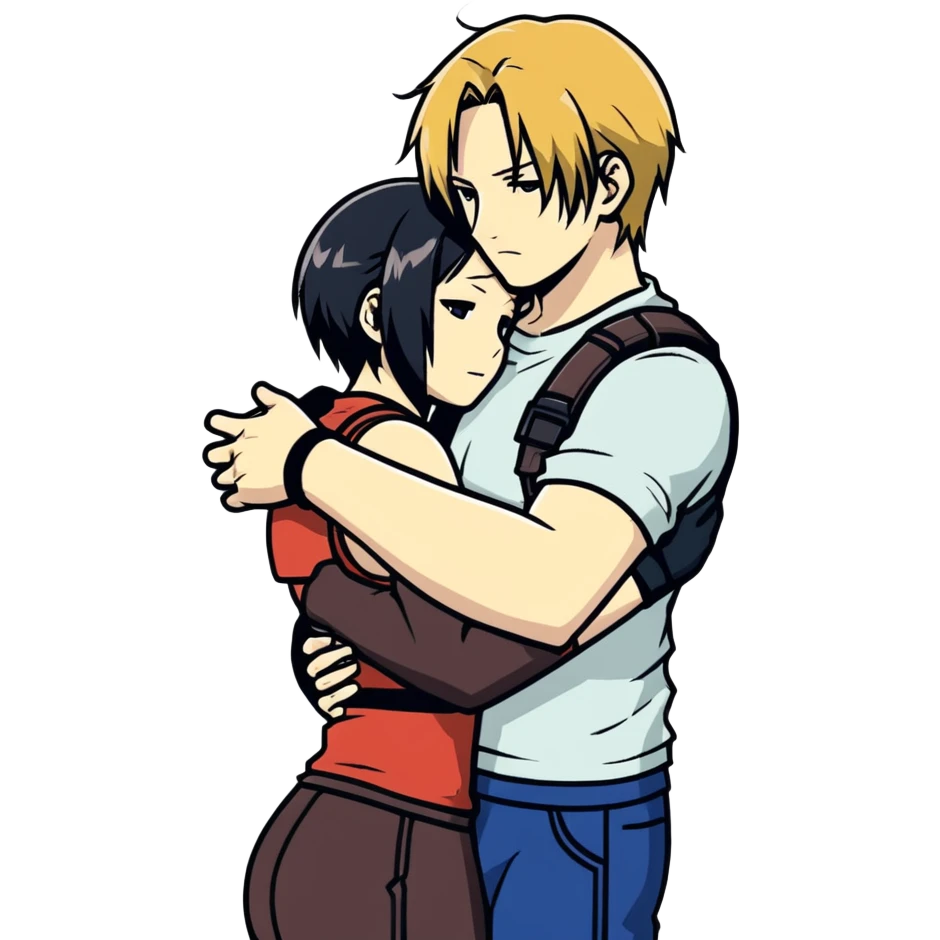 Leon Kennedy hugs Tifa Lockhart. emoji