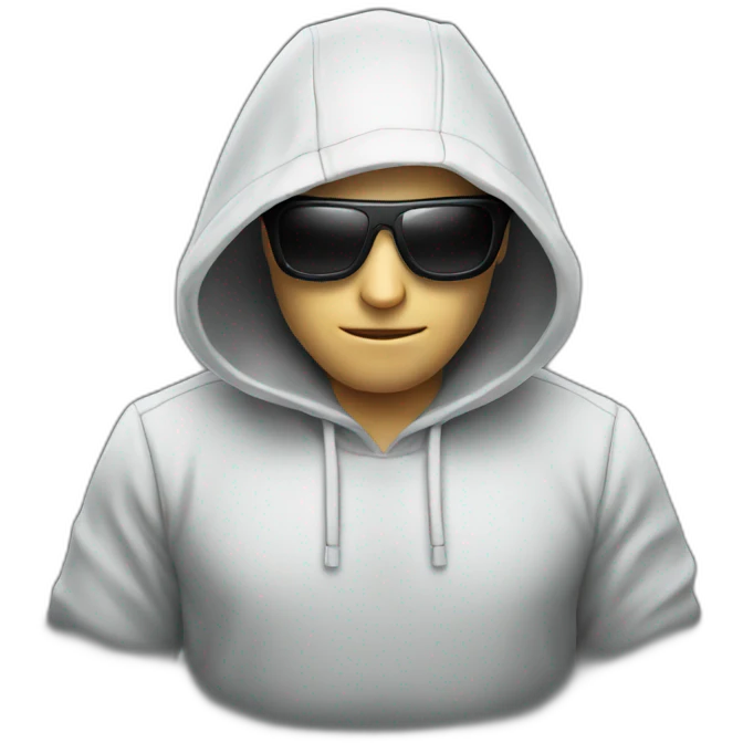 white hacker with keyboard with sun glasses and hood emoji