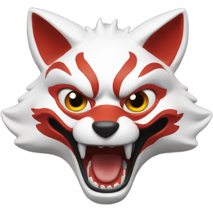 Red Kitsune mask, wow face emoji