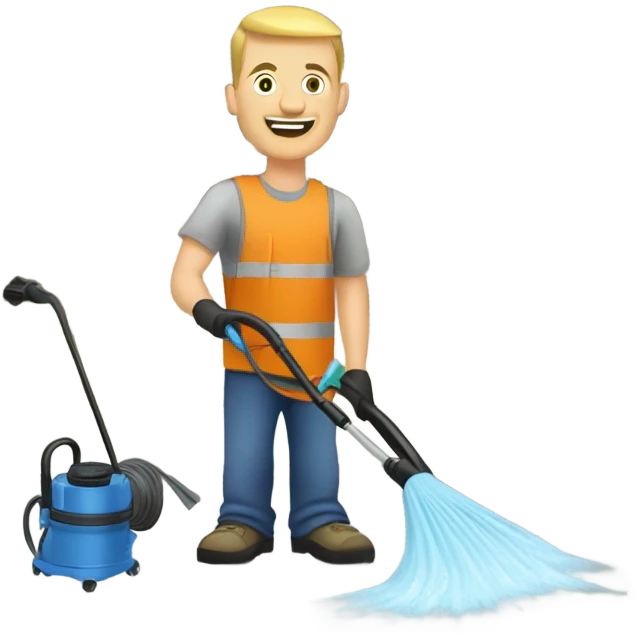 Caucasian man pressure washing a driveway emoji