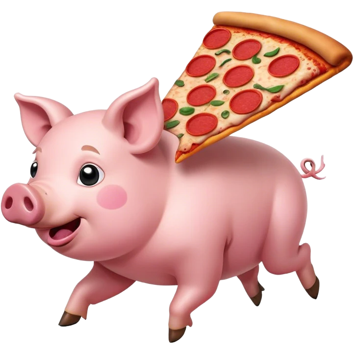 Pig flying delivering a pizza emoji