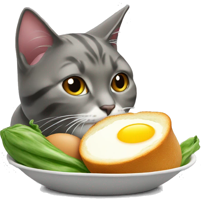 cat eating a eggplat whole emoji
