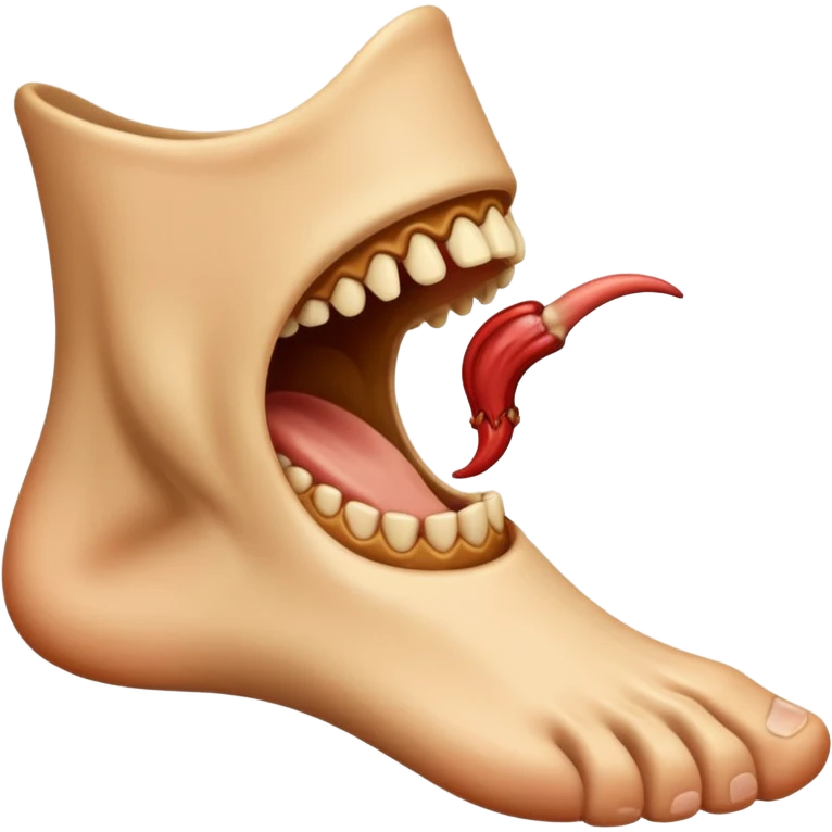 An ankle, being bitten by a mouth emoji