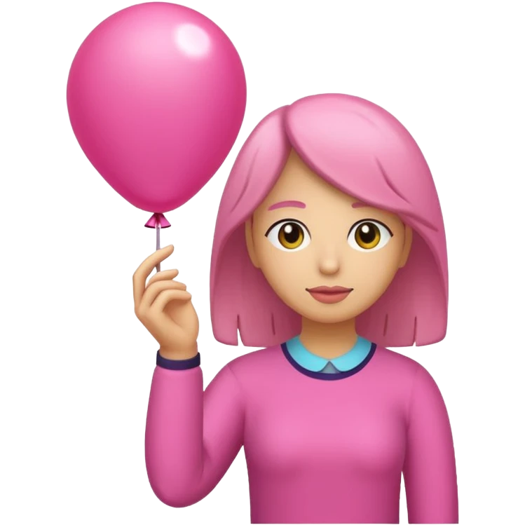 chica rosa pensando con globo de pensamiento emoji