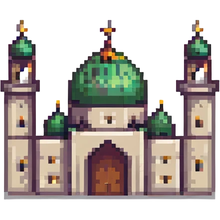 pixel-art style Islamic school, nostalgic and fun emoji