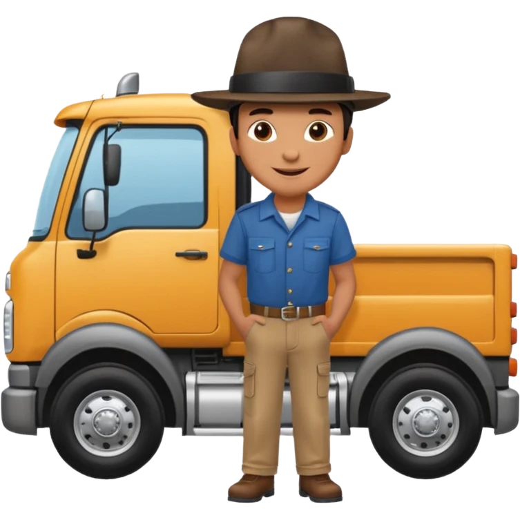 Kamyon şoförü Yarı Kamyon Karikatür çizimi kamyon yan dursun şoför de dışarda yanında olsun emoji