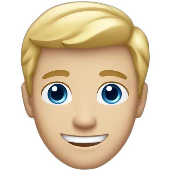 A Caucasian Adult Male, Blonde Hair, Blue Eyes, Smile, emoji