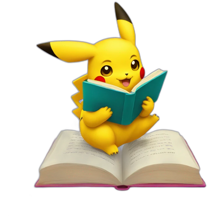 pikachu reading book emoji