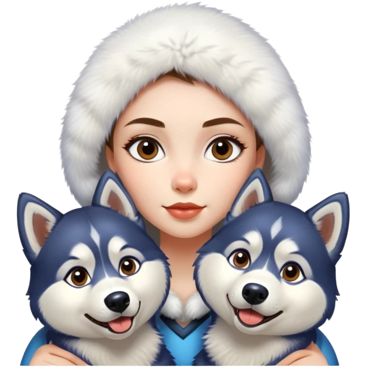 Girl with two huskies  emoji