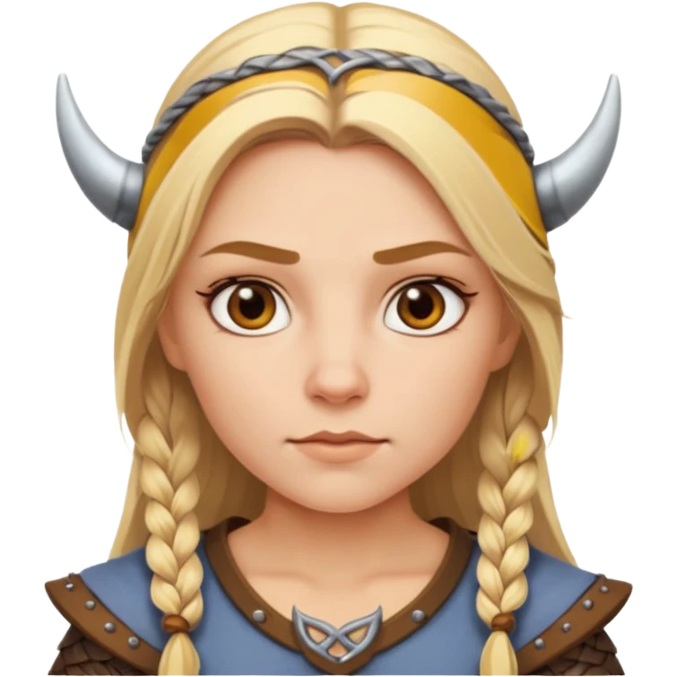 Female Viking with blonde hair and hazel eyes emoji