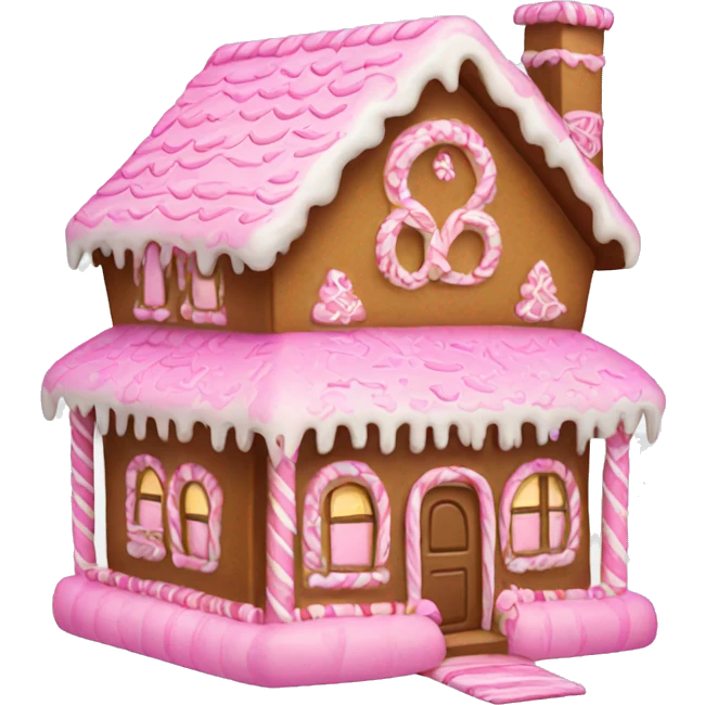 Pink cute gingerbread house emoji