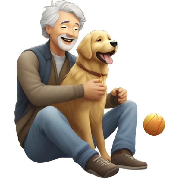old man playing with dog emoji