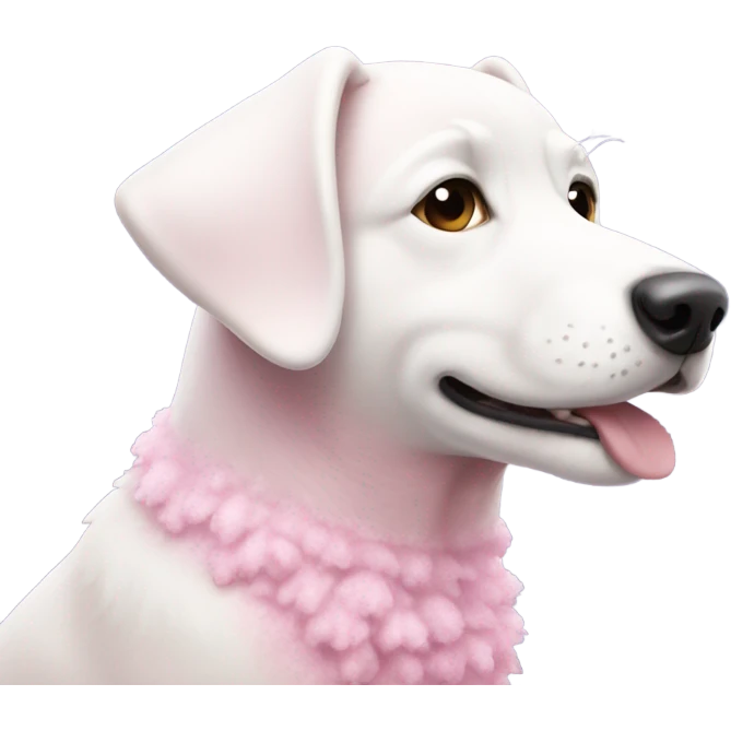 Pink white snowy dog  emoji