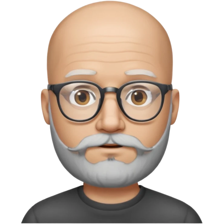 Bald man with salt and pepper beard and glasses emoji