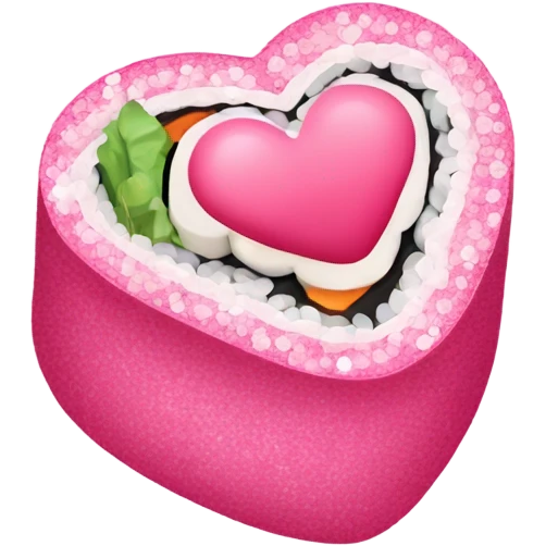 Pink heart shaped sushi roll with glitter  emoji
