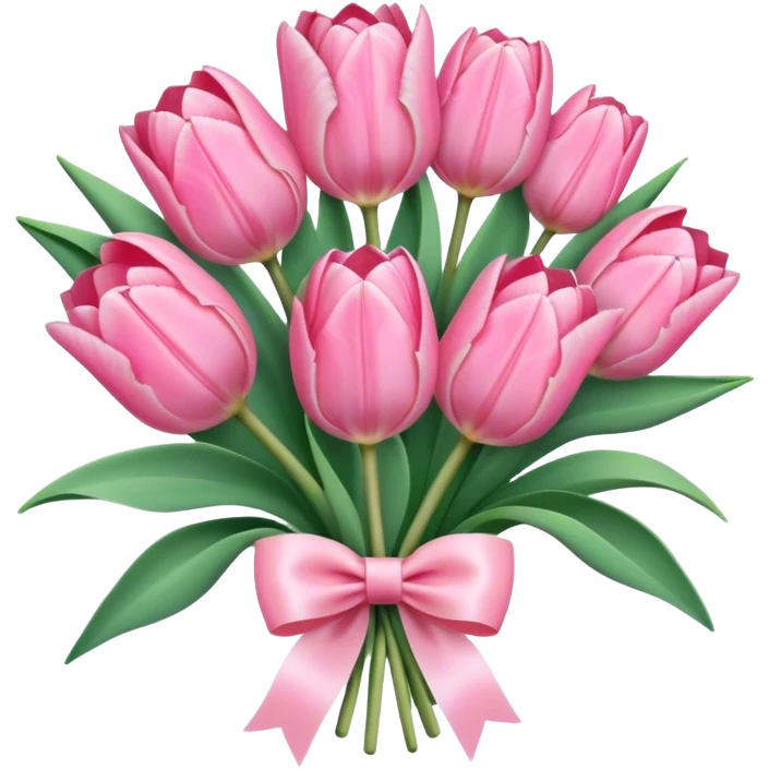 pastel pink tulip bouquet with a high quality bow emoji