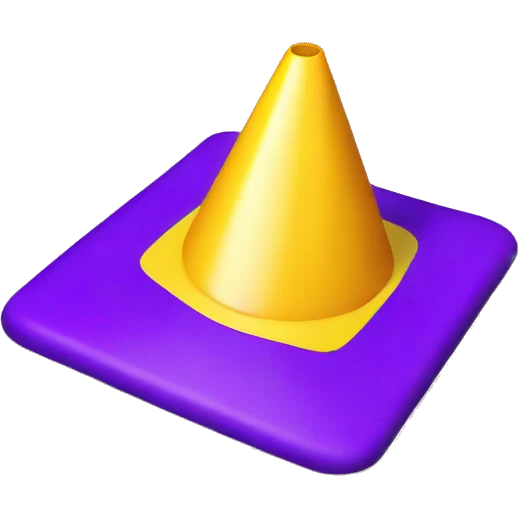 purple and yellow traffic cone emoji