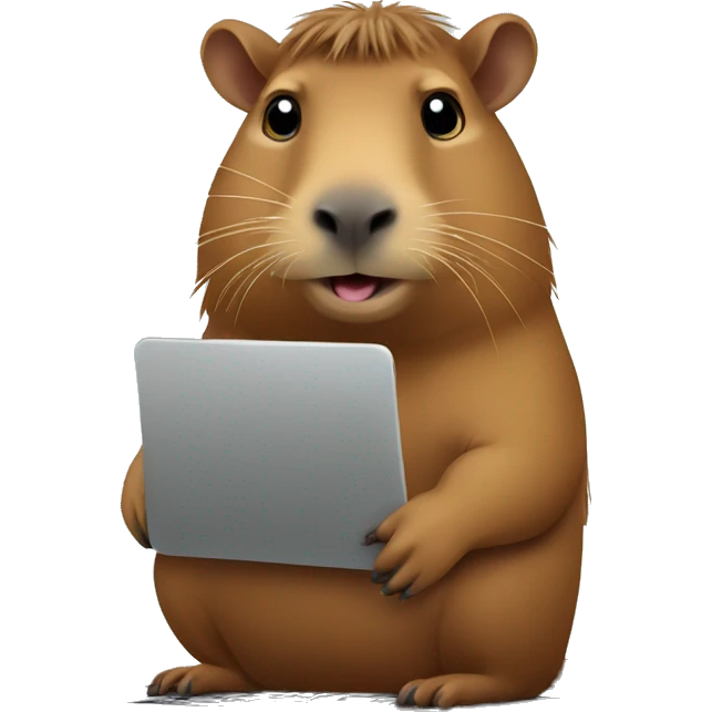 Capybara works at his laptop emoji