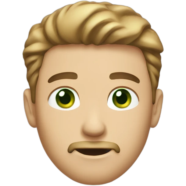 A guy with light brown hair green eyes and a goatee emoji