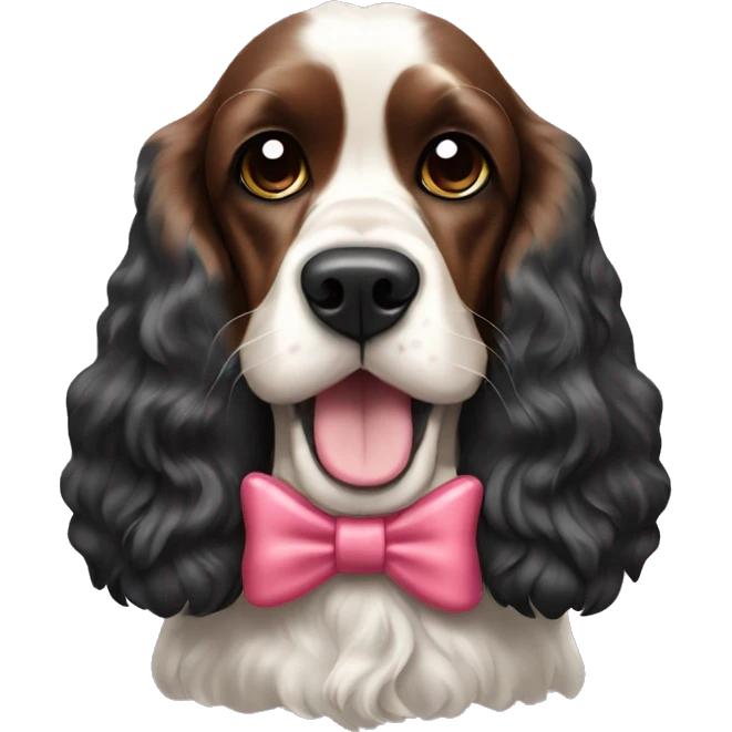English cocker spaniel with bow emoji