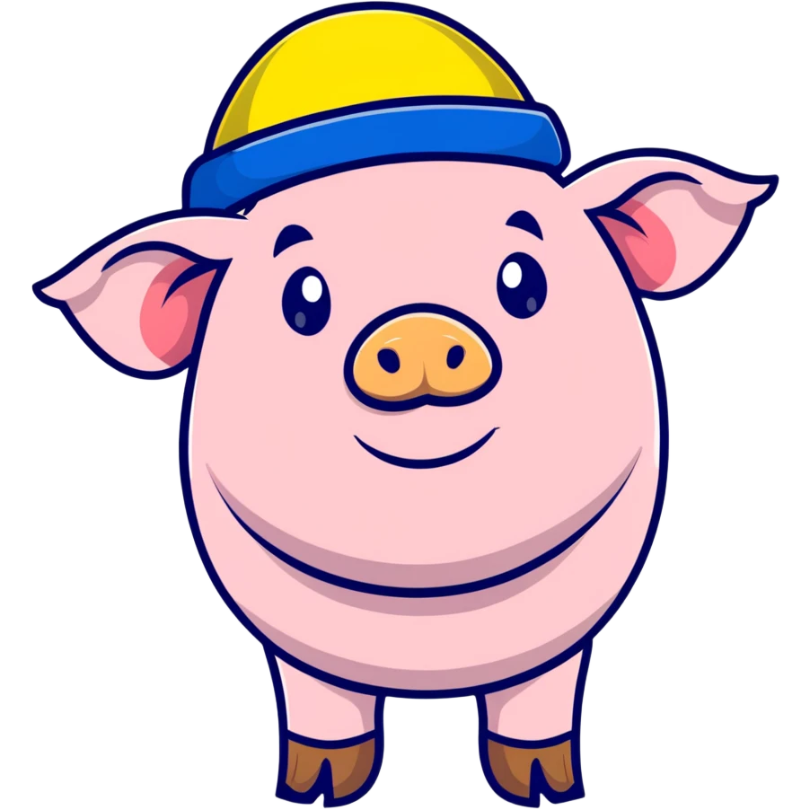 pig body with President Zelensky's face wearing a yellow and blue hat emoji
