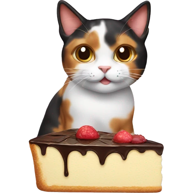 calico cat with dessert  emoji