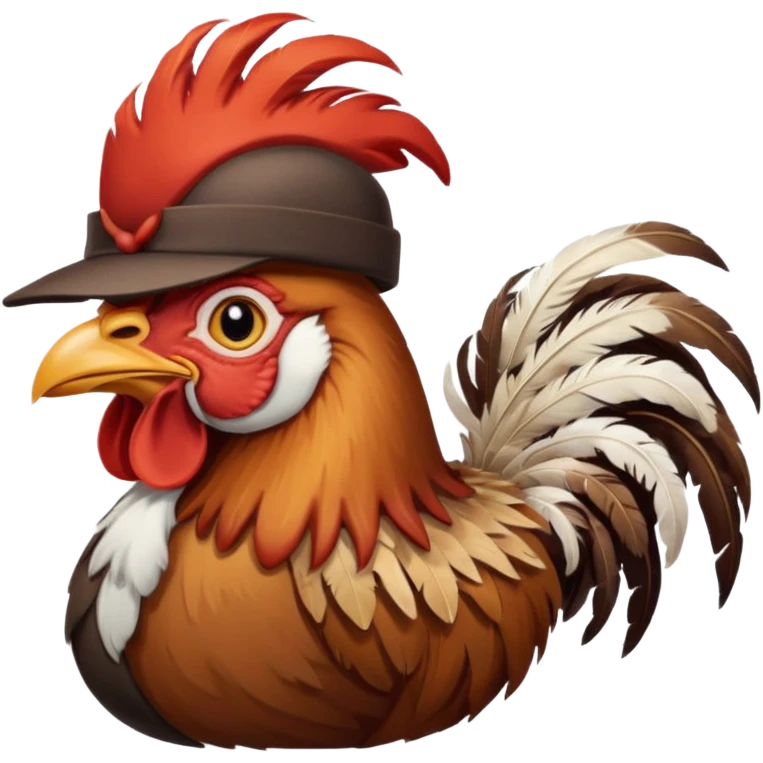 rooster wearing flat hat emoji