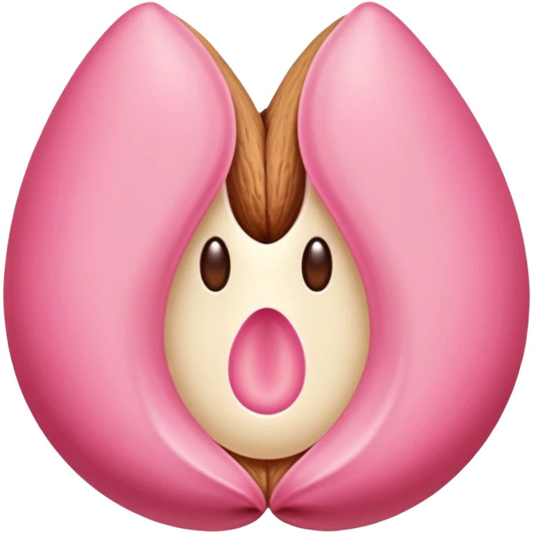 beigey pink vulva appearing moist, round pink clitoris at the top, no face, make it narrow and slim, like an almond shape, vertical line in the middle  emoji