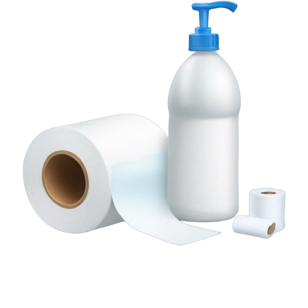 Lube bottle and toilet paper roll emoji