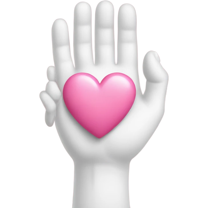One white hand holds pink heart from the side emoji