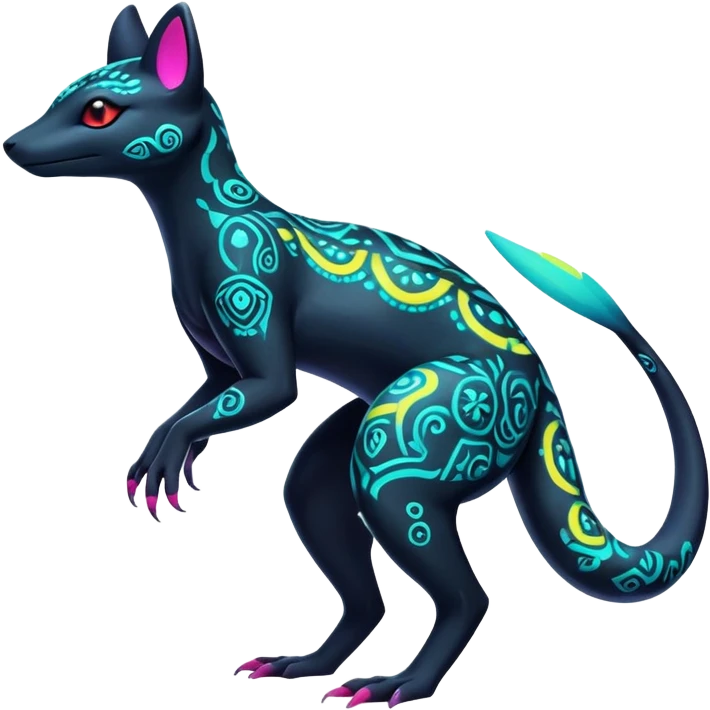 Colorful Neon Exotic Salandit-Aurorus-Umbreon-Fakémon-hybrid-creature (full body)  emoji