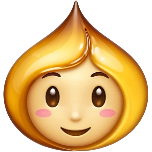 syrup swirl or drip, small, glossy, thick, amber, smooth and flowing, golden sheen, subtle highlights, sweet and viscous, no extras, apple emoji style, soft lighting, transparent background, emoji scale emoji