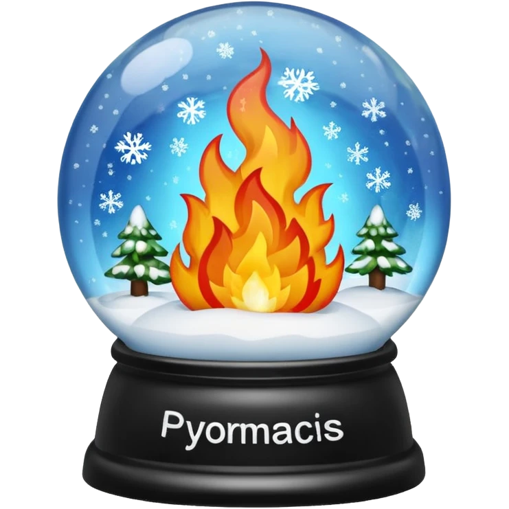Can you make snow globes  cooperative with fire and have the text pyromaniacs  emoji