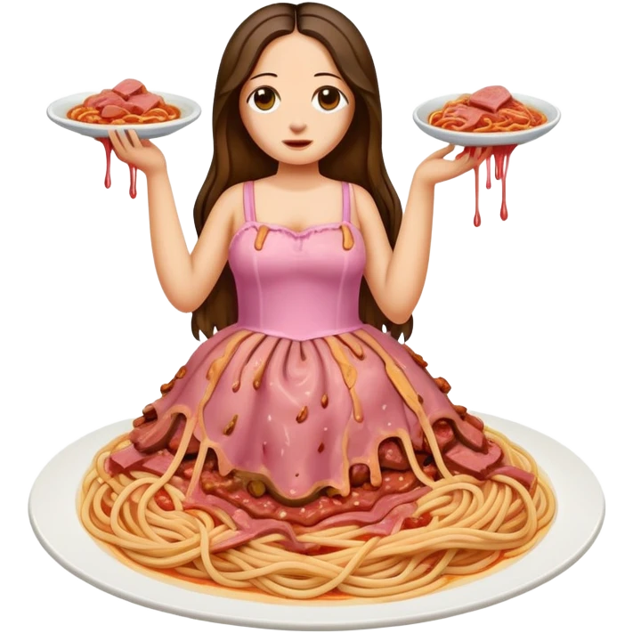  SPAM meat melted pink dripping sauce spaghetti dress monalisa portrait emoji