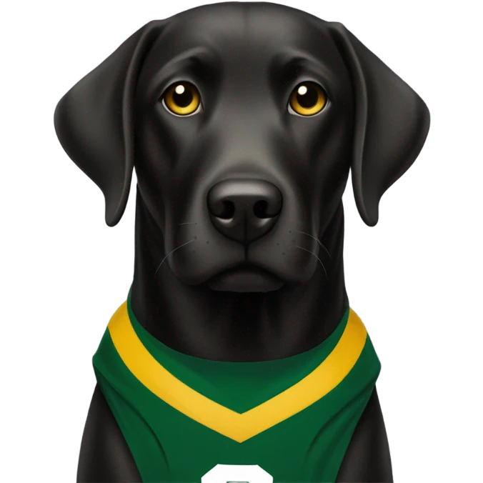 black lab wearing packers jersey emoji